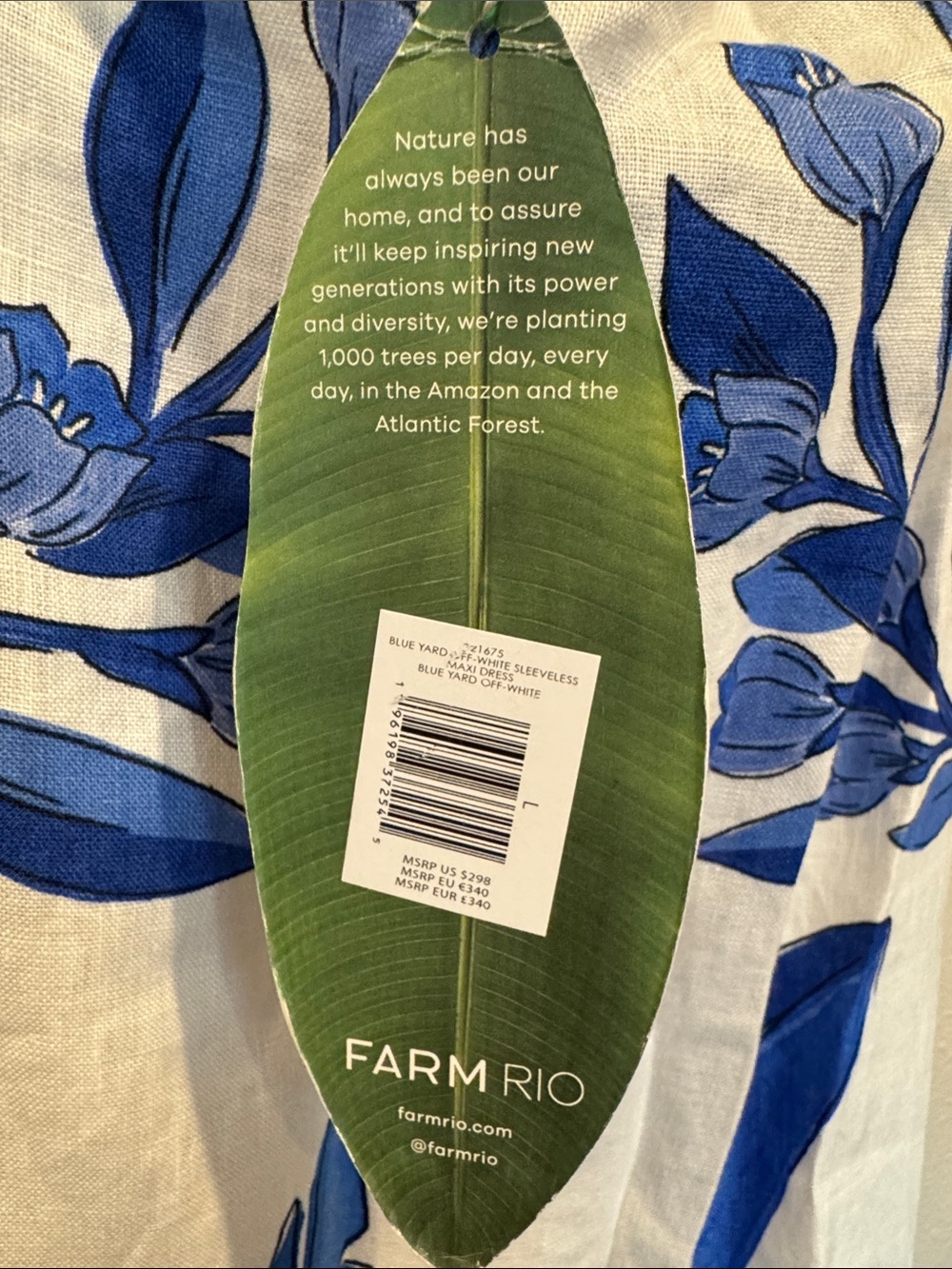 FARM Rio Halter Blue Yard Off-White Maxi Dress with Beaded Fringe - Picture 11 of 15